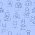 A seamless vector pattern with medical avatars: a therapist, a doctor, a surgeon, an otolaryngologist and a nurse Royalty Free Stock Photo