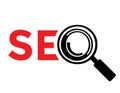 seo, magnifying glass, search engine optimization Royalty Free Stock Photo