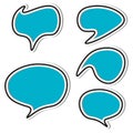 Set of blue sticker speech bubbles