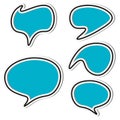 Set of blue sticker speech bubbles Royalty Free Stock Photo