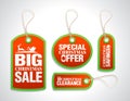 Set of Christmas red sale tags. Big Christmas sale, special Christmas offer, Christmas clearance, Christmas savings Royalty Free Stock Photo