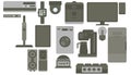 Print set color gray smart gadgets flat style device Royalty Free Stock Photo