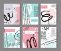 Set of contemporary universal placards. Hand drawn textures. Vector banners and brochures.