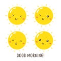 Set of cute good morning sun vector design