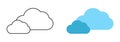 Set with different weather icons. Icons of clouds on a white background. Weather vector logo. Royalty Free Stock Photo