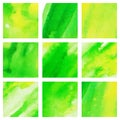 A set of spring watercolor vector square backgrounds for poster, flyer, card design. Royalty Free Stock Photo