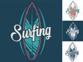 Print set of surfing surfboard. Hawaii board logo