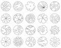 Set of trees top view for landscape design. Icons for architectural plans. Vector