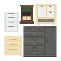 Set of vector illustration drawer and cabinet