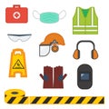 Set of vector illustration safety equipment