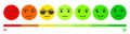 Seven Color Faces Feedback/Mood. Set seven faces scale - sad neutral smile - isolated vector illustration.