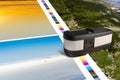 Print sheet with color bar measurement stroke Royalty Free Stock Photo