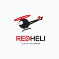 Simple flat helicopter - toy icon - red helicopter