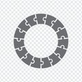 Simple icon circle puzzle in gray. Simple icon circle puzzle of the fifteen elements on transparent background.