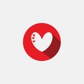 Simple love heart icon with three little love inside on red circle sign logo concept - Heart icon vector, Love Hearts, Heart icon Royalty Free Stock Photo