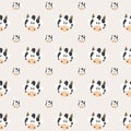 Sketch seamless pattern of funny cows on a silver background Royalty Free Stock Photo