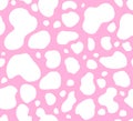 Print spot skin cow texture pattern repeated seamless pink and white Royalty Free Stock Photo