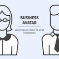 PrintA square image with the vector business avatar of a woman and a man. An illustration for business template