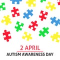 A square vector image with puzzle elements for the autism awareness day. A template for a medicine flyer poster card