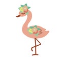 Stickers  flamingos swans hearts flowers Royalty Free Stock Photo
