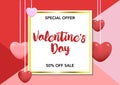 valentine`s day sale banner with heart shaped balloon