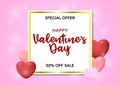 Stock vector sale banner valentine`s day with heart shaped