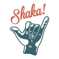 Print of surfer hawaii gesture shaka or aloha Royalty Free Stock Photo