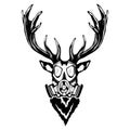 Print on t-shirt `Isolated illustration of a deer head` Royalty Free Stock Photo