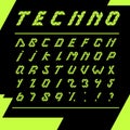 Print techno alphabet Black background