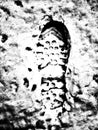 Print Texture. footprints human shoes silhouette in snow .