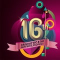 16th Anniversary, Party poster, banner and invitation