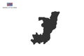 Republic of the Congo black shadow map vector on white background and country flag icon left corner
