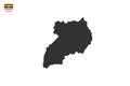 Uganda black shadow map vector on white background and country flag icon left corner