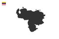 Venezuela black shadow map vector on white background and country flag icon left corner