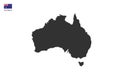 Australia black shadow map vector on white background and country flag icon left corner Royalty Free Stock Photo