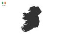 Ireland black shadow map vector on white background and country flag icon left corner Royalty Free Stock Photo