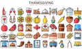 Thanksgiving day multi color icons set Royalty Free Stock Photo