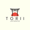 torii gate japanese vintage logo icon illustration template vector design Royalty Free Stock Photo