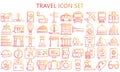 Tour and travel gradient outline icons set Royalty Free Stock Photo