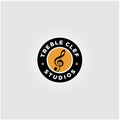 Treble Clef Emblem Badge / Stamp logo design Royalty Free Stock Photo