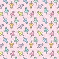 Seamless repeat pattern for school with colorful pins,
