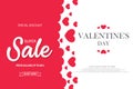 Valentine`s day super sale with hearts background.