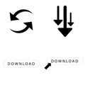 Various designs type of flat icon illustration vector of download button Royalty Free Stock Photo