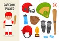 Vector character baseball player. Royalty Free Stock Photo