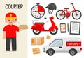 Vector character courier. Royalty Free Stock Photo