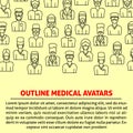 A vector design with medical avatars of doctors and nurses in protective medical clothes with masks. Royalty Free Stock Photo