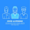 A vector design with medical avatars of doctors and nurses in protective medical clothes with masks. Royalty Free Stock Photo