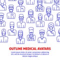 A vector design with medical avatars of doctors and nurses in protective medical clothes with masks. Royalty Free Stock Photo