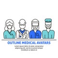 A vector design with medical avatars of doctors and nurses in protective medical clothes with masks Royalty Free Stock Photo