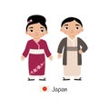 Boy and girl in traditional Japanese costumes Royalty Free Stock Photo